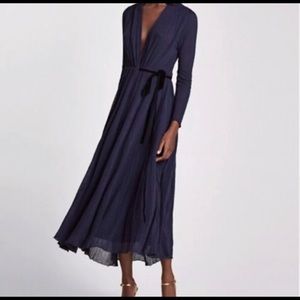 Navy Zara wrap dress